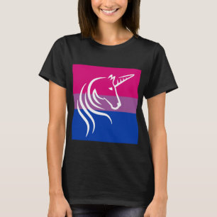 女性の暗いユニコーンの写実的なBiのプライドのTシャツ Tシャツ