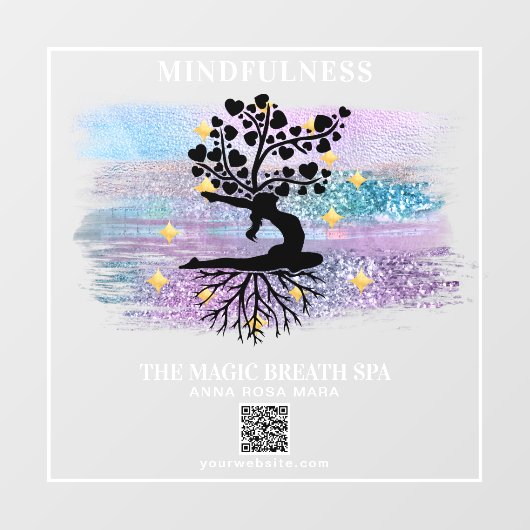 **女性の木の生活の霊気ヨガ瞑想 ウィンドウサイン (シート)