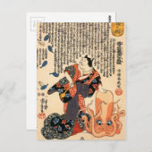 女性の格好をした猫が頭を叩く ポストカード (正面/裏面)