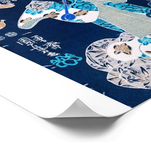 女性の格好をした猫とタコc.1800年代 ポスター (角)