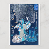 女性の格好をした猫とタコc.1800 ポストカード (正面)