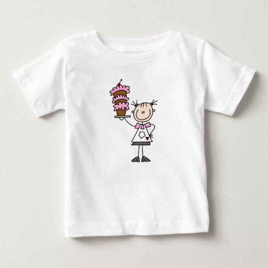 女性の棒人間ベーカリー ベビーTシャツ (正面)