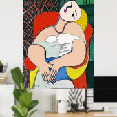 女性の椅子に追加文字 ポスター (ホームオフィス)