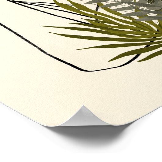 女性の植物ラインアート ポスター (角)