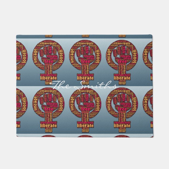 女性の権利が最初に上昇サンダー_コーブ ドアマット (正面)