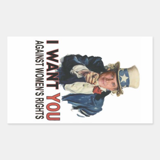 女性の権利に反して 長方形シール (正面)