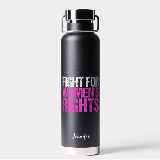女性の権利のための戦はっきりしたいフェミニストカスタム ウォーターボトル (背面)