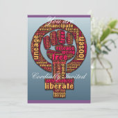 女性の権利の拳を上げる Thunder_Cove すべての色 招待状 (スタンド正面)