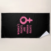 女性の権利は人権 ビーチタオル (正面)