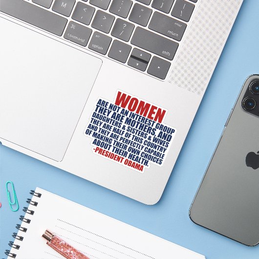 女性の権利オバマ引用文 シール (ノートパソコンとiPhone)