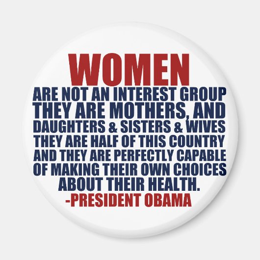 女性の権利オバマ引用文 マグネット (正面)