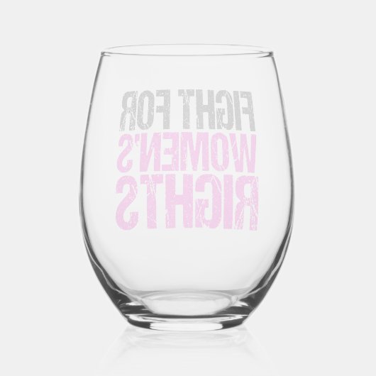 女性の権利フェミニストのために戦う ステムなしワイングラス (裏面)