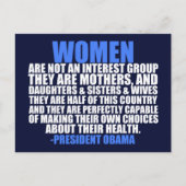 女性の権利プロチョイスオバマ引用文 ポストカード (正面)