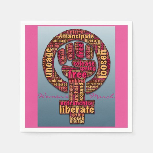 女性の権利2017は拳を上げた スタンダードカクテルナプキン (正面)