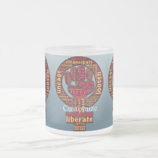 女性の権利2017は拳を上げた フロストグラスマグカップ (中央)