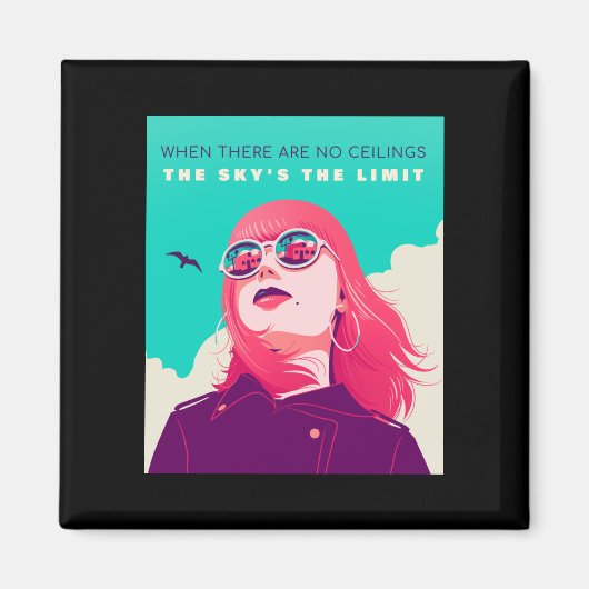 女性の権利 |空が限界イラストレーション マグネット (正面)