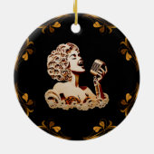 女性の歌紙工芸音楽アート セラミックオーナメント (裏面)