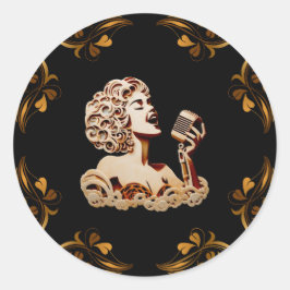 女性の歌紙工芸音楽アート ラウンドシール