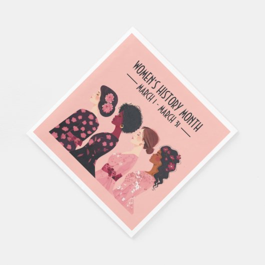 女性の歴史の月はグローバル女性ピンクフローラ スタンダードランチョンナプキン (角)