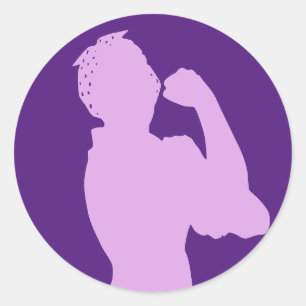 女性の歴史の月Rosie the Riveter Purple ラウンドシール