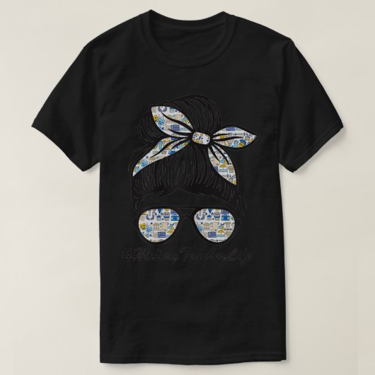 女性の歴史先生メッシーバンライフヘアグラス Tシャツ (デザイン正面)
