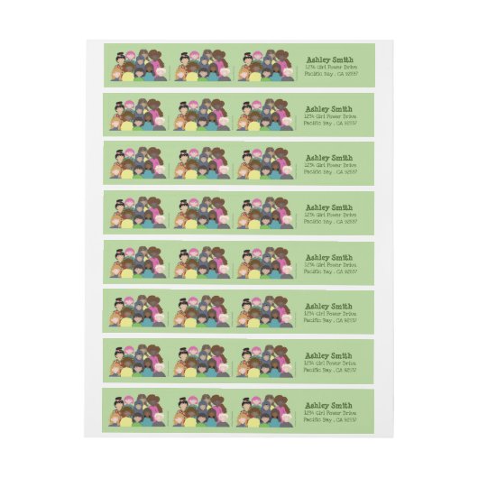 女性の歴史月の緑の差出人住所ラベル ラップアラウンドラベル (シート)