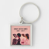 女性の歴史月世界女性ピンクフローラ キーホルダー (正面)
