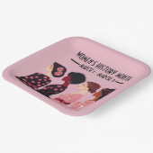 女性の歴史月世界女性ピンクフローラ ペーパープレート (傾斜あり)