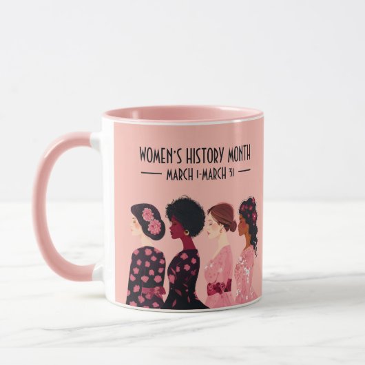 女性の歴史月世界女性ピンクフローラ マグカップ (左)