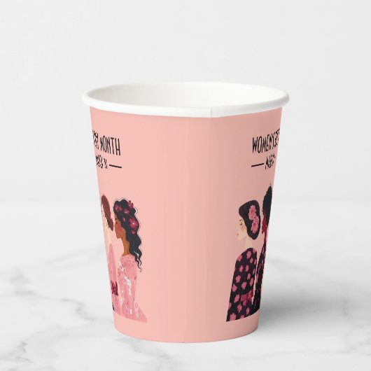 女性の歴史月世界女性ピンクフローラ 紙コップ (右)