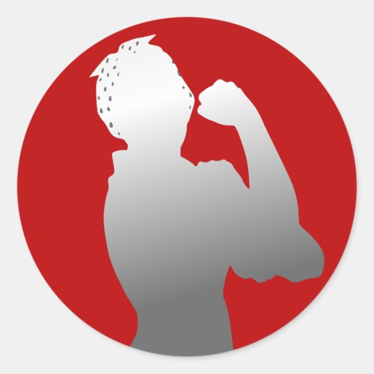 女性の歴史月Rosie Riveter Scarlet/Gray ラウンドシール (正面)