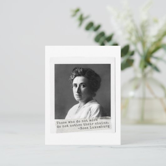 女性の歴史:自由に関するローザルクセンブルク引用文 ポストカード (スタンド正面)