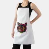 女性の死んだ猫の日愛する砂糖スカル猫Dia エプロン (インサイチュ)