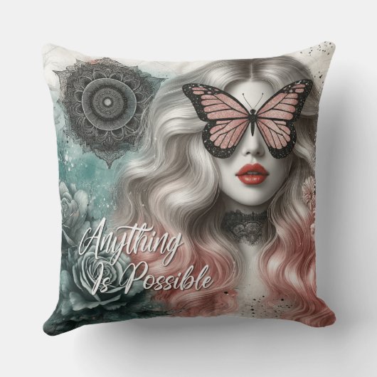 女性の毎日の肯定 クッション (裏面)