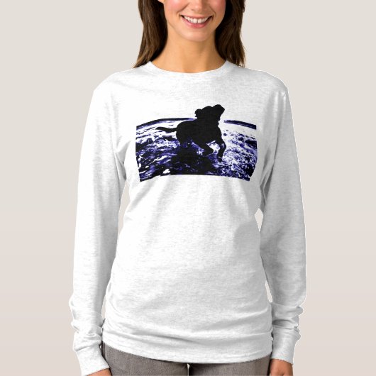 女性の水の長い袖のワイシャツの黒の実験室 Tシャツ (正面)