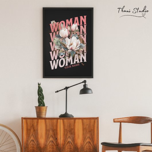 女性の水色のヴィンテージ花女性の日 ポスター