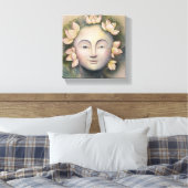 女性の水色の顔絵を描ズ キャンバスプリント (インサイチュ (寝室))