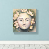 女性の水色の顔絵を描ズ キャンバスプリント (インサイチュ (ウッドフロア))