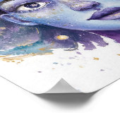 女性の水色の顔絵を描ズ ポスター (角)