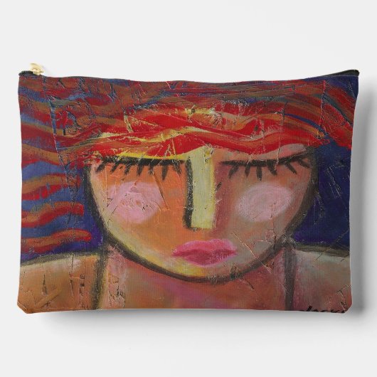 女性の波赤毛抽象芸術ポートレート アクセサリーポーチ (正面)