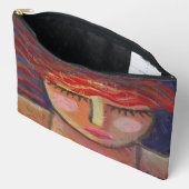 女性の波赤毛抽象芸術ポートレート アクセサリーポーチ (見開き)