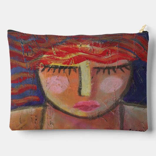 女性の波赤毛抽象芸術ポートレート アクセサリーポーチ (裏面)