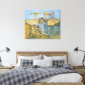 女性の洗濯とアルルのラングロス橋 キャンバスプリント (インサイチュ (寝室))