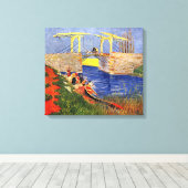 女性の洗濯とアルルのラングロス橋 キャンバスプリント (インサイチュ (ウッドフロア))