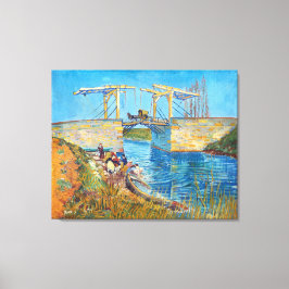 女性の洗濯とアルルのラングロス橋 キャンバスプリント