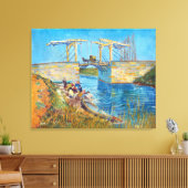 女性の洗濯とアルルのラングロス橋 キャンバスプリント (インサイチュ (リビング))