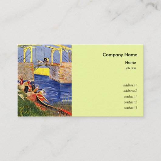 女性の洗濯とアルルのラングロス橋 名刺 (正面)