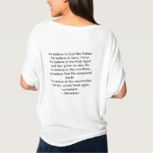 女性の流れるTシャツ-私達は信じます Tシャツ (裏面)