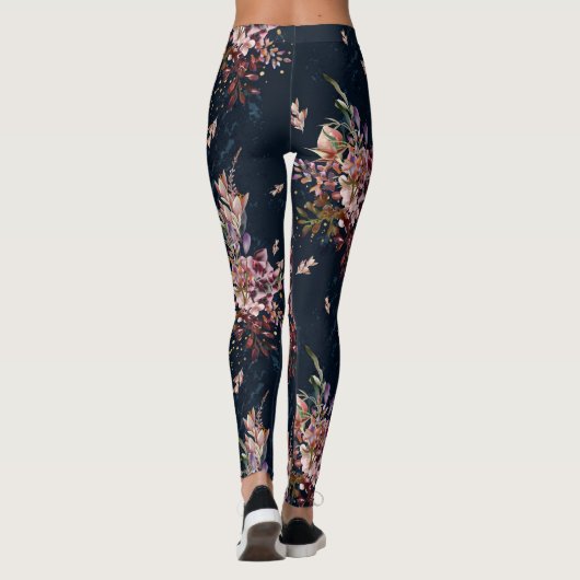 女性の海軍花柄のレギンス レギンス (裏面)