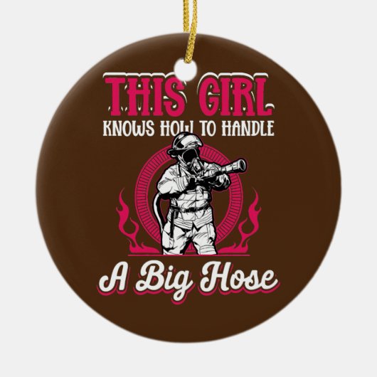 女性の消防少女この女の子は知っている セラミックオーナメント (正面)